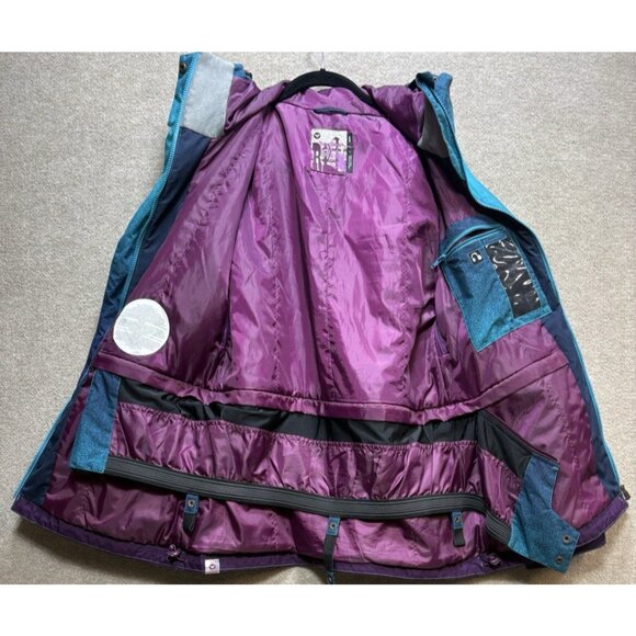 Roxy 10K Ski Snow Boarding Jacket Coat Large Hooded Purple Blue Insulated EUC - Picture 5 of 16